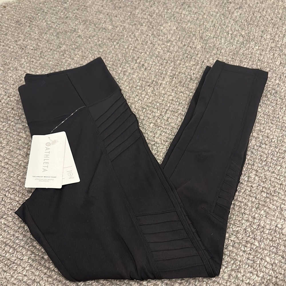 Athleta Delancey Moto Tight Black Leggings